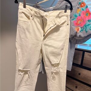 Uniqlo White High-Rise Denim Jeans